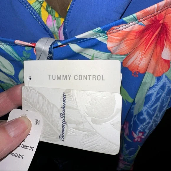 NWT Tommy BAHAMA Pearl Underwire Twist-Front One-Piece Swimsuit Palace Blue 16 - Picture 5 of 8